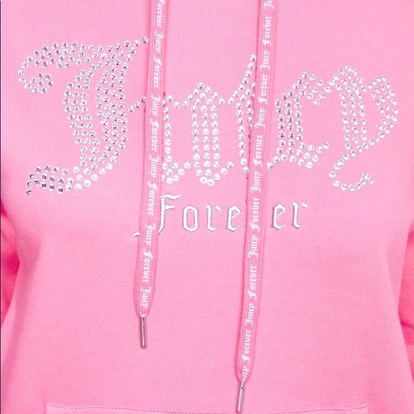 Pink Juicy Couture Pullover Fleece Rhinestone Hoodie - Picture 2 of 2